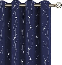 Navy blue curtains, boy's bedroom or nursery, curtains with metal rings