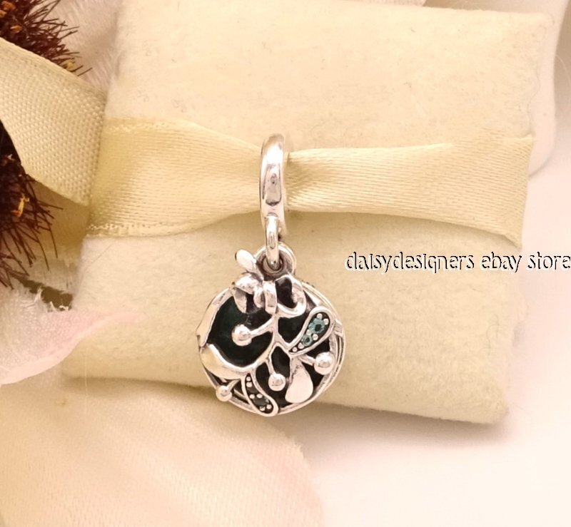 2020 Holiday PANDORA Christmas Mistletoe Dangle Charm 799229c01 Bagtag ...