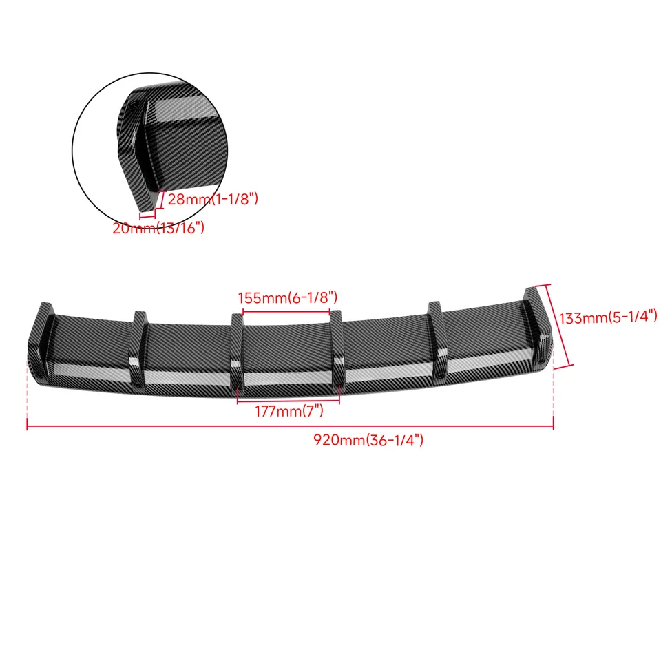 For Volkswagen Beetle ABS Carbon Fiber Style Rear Diffuser Bumper Spoiler Lip - Image 2 of 4