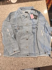 Plt Plus Light Was Distressed Oversized Denim Jacket  Us 18 Sold Out Retail$98