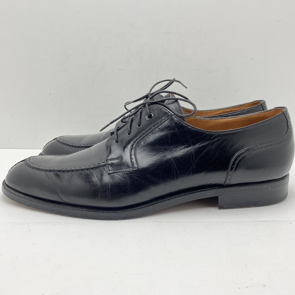 靴 YANKO \"made in Spain\" apron Derby shoes Yanko Men's Black Leather Split Apron Toe Derby Shoes Size