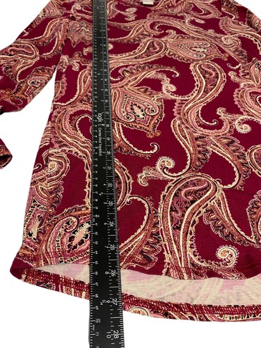 Chico's Shirt Women's Red Paisleys Pretty Top Size 4/6 Long Sleeve Pullover - Picture 8 of 10