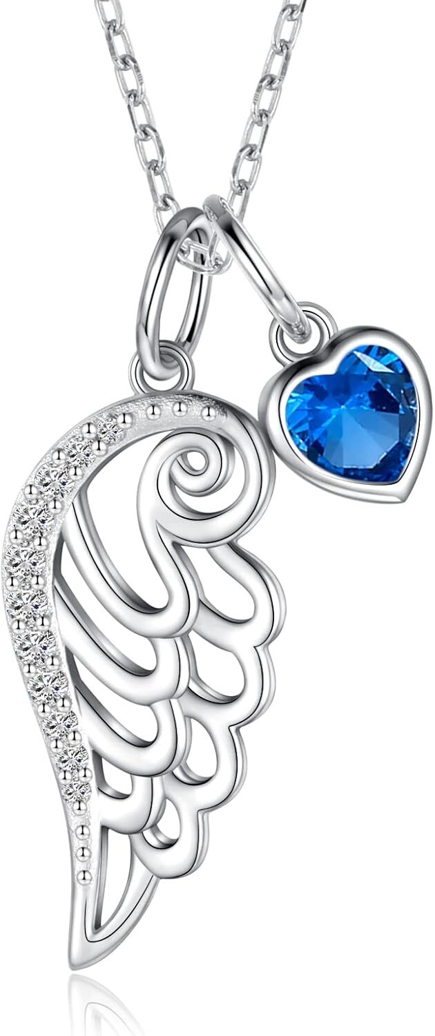 Sterling Silver Guardian Angel Wing Feather Pendant Necklace for Women-image