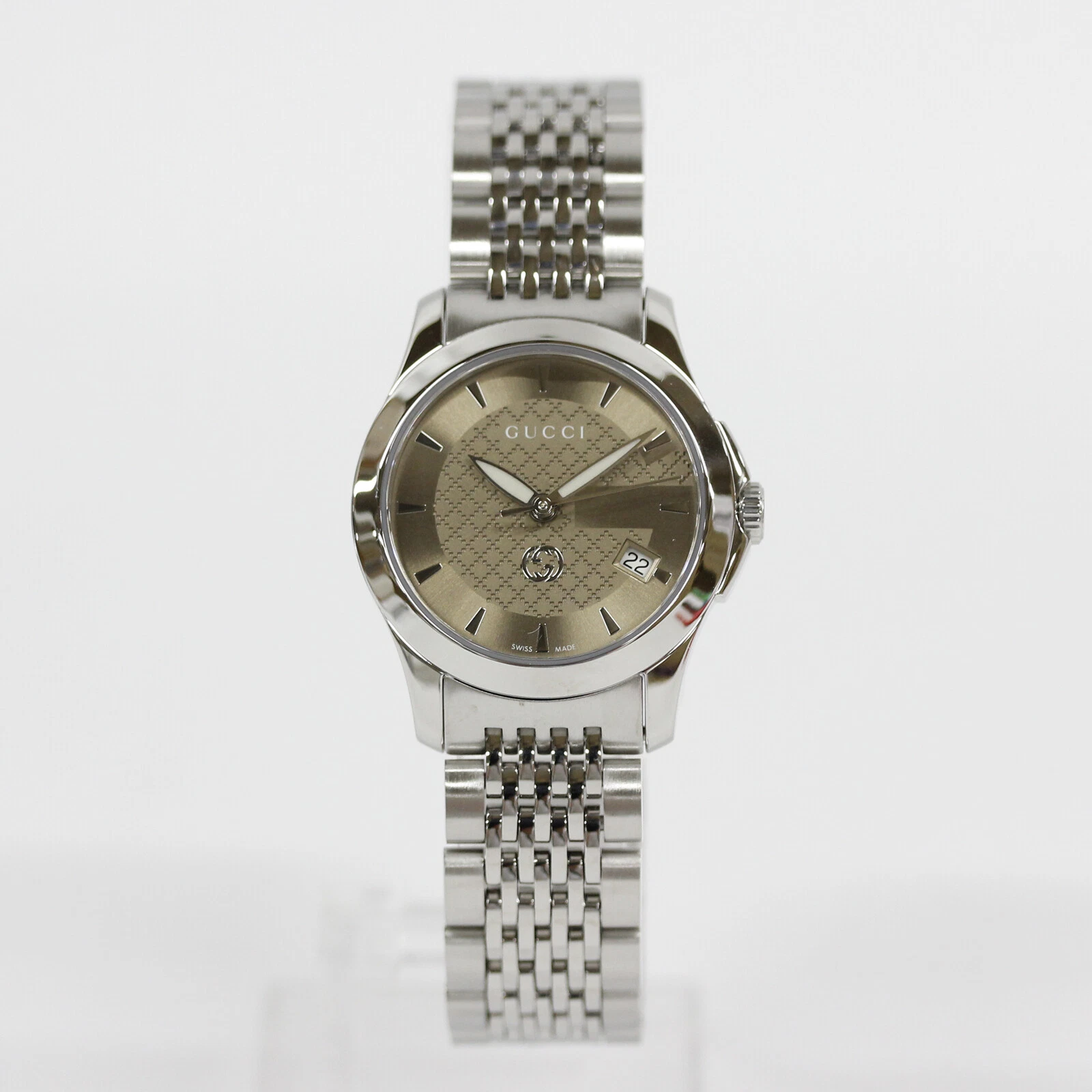 GUCCI G TIMELESS YA1265007 analogique quartz saphir cristal marron argent