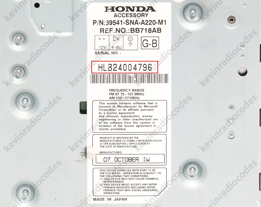 ✅HONDA RADIO CODICE DI SBLOCCO ACCORD CIVIC CR-V FR-V HR-V JAZZ PRELUDE ZR-V✅ - Immagine 4 di 4