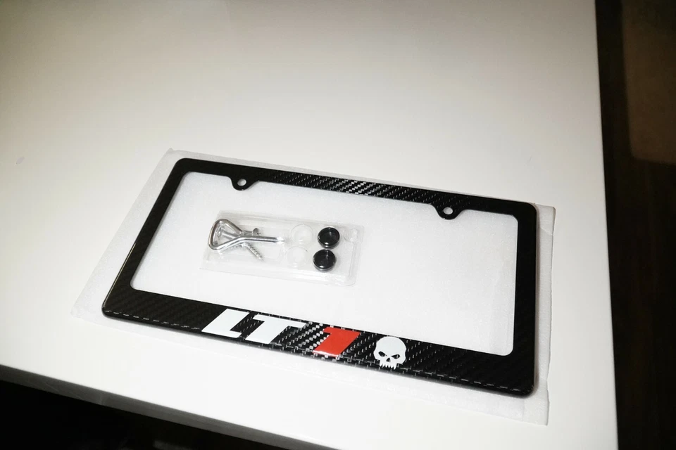 Camaro/Corvette LT1 100 % fibra de carbono marco de matrícula calavera reflectante Foto 3 de 4