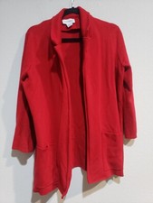Peck Peck Womens Solid Red Notch Lapel Patch Pocket Open Front Coat Blazer L
