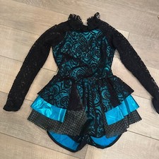 CURTAIN CALL BLUE AND BLACK BIKETARD JAZZ COSTUME DANCE CHILD LARGE