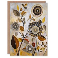 Herbst Volk Abstrakt Wildblumen Frau Geburtstagskarte
