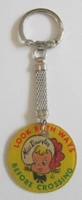DAIRYLEA Milk Maid Traffic Safety / Look Both Ways 1960s VARI-VUE Keychain