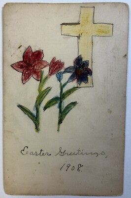 Antique Handmade 1908 Easter Greetings Card