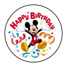 30 BIRTHDAY STICKERS ENVELOPE SEALS LABELS 1.5" ROUND CUSTOM Mouse