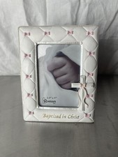 Roman Sacraments Baptism  Christening 7" Photo Frame For 3.5x5 Photo - Pink