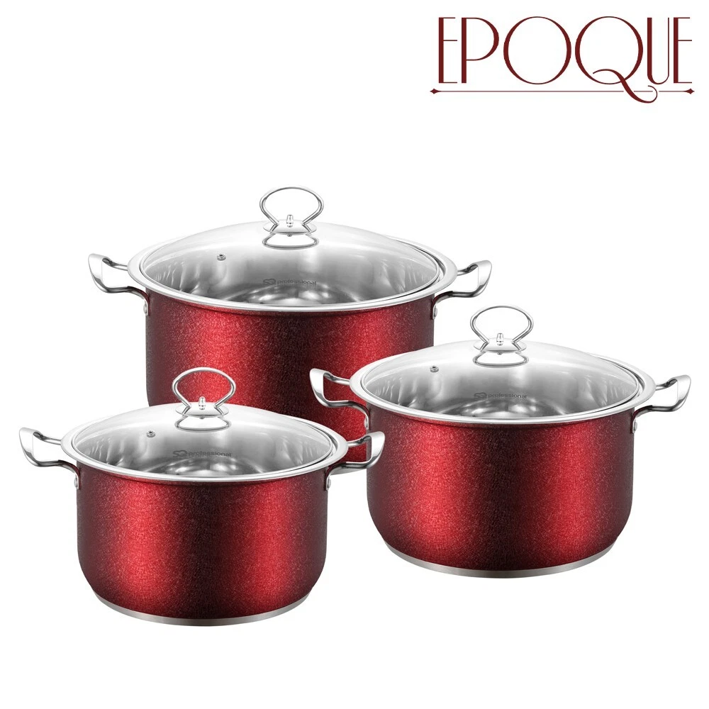 SQ Professional Epoque slockpol set 3Piece Red Stockpot Set Cooking Performance