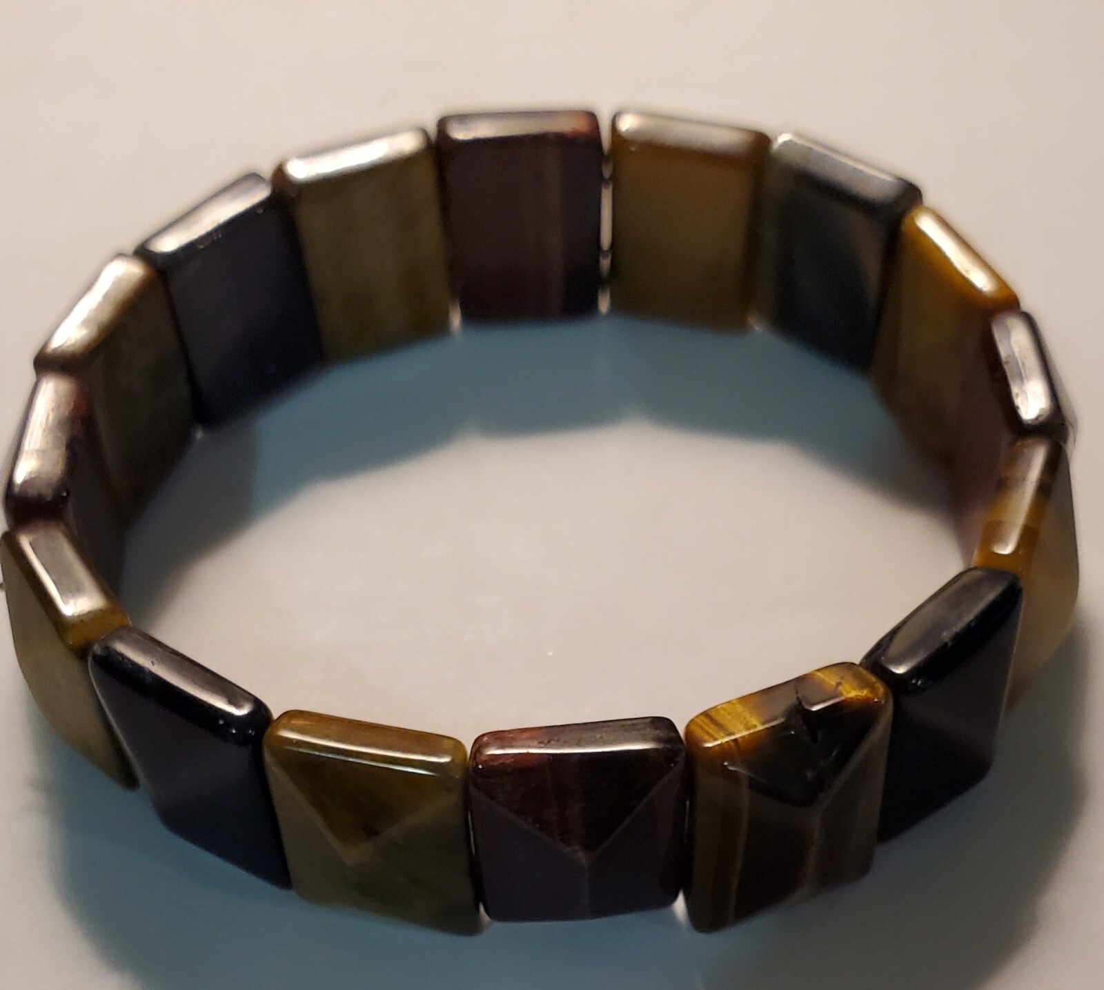 Rectangular Tiger Eye Elastic Bracelet - image 3