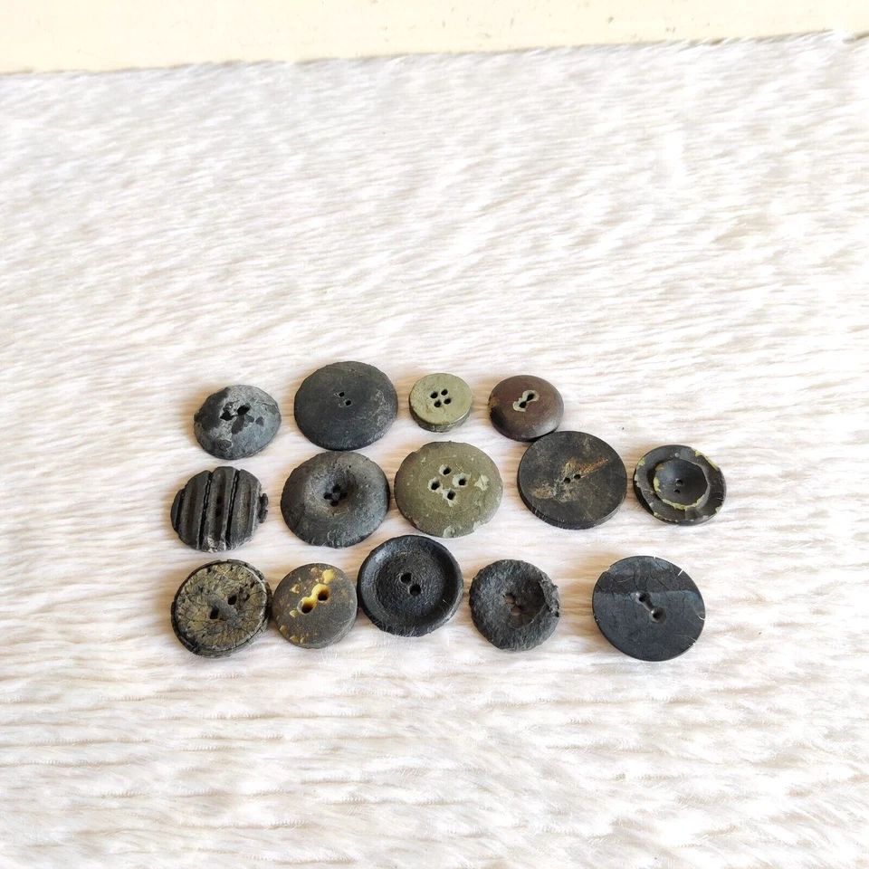 Vintage Different Bakelite Buttons Old 14Pcs BTN120 - Image 2 of 4