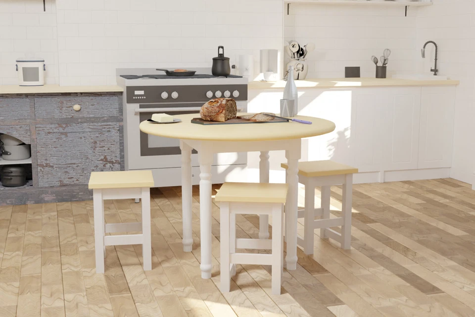 Hocker Massivholz Hocker Stuhl Buche Barhocker Küchenhocker aus Holz - Bild 3 von 3