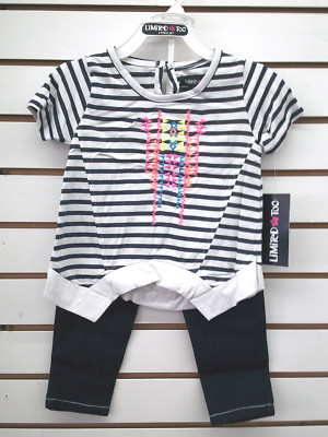 Toddler Girls Limited Too $42 2pc Navy & White Striped Set Size 2T- 6X