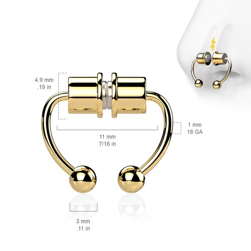 Faux Magnetic Septum Nose Ring Horseshoe Stainless Steel Non-Pierced - 第 8/15 張圖片