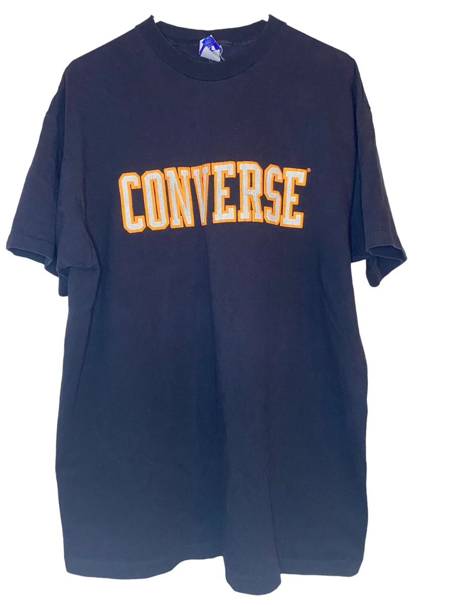 Vintage Converse T Shirt XL Single Stitch Made In USA Black Orange Spell Out