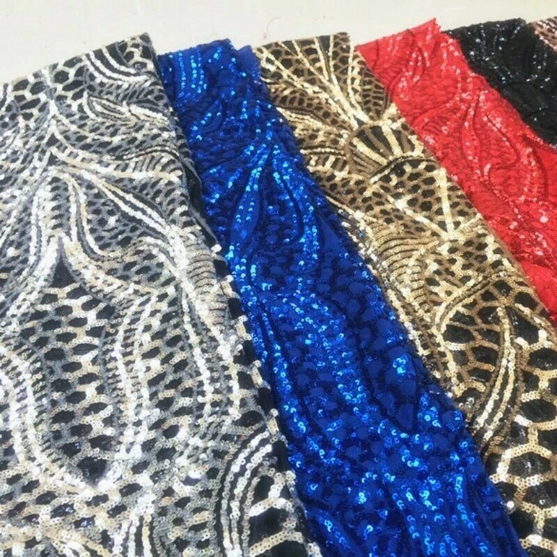 Lentejuelas Malla Bordado Tela Tul Voile Boda Baile de graduación Vestido Disfraz Borde Brillante Foto 2 de 4