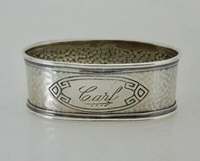 Vintage Saart SSMC arts&crafts sterling silver Napkin Ring "Carl" name engraving