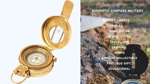 Vintage Solid Brass WWII Military Pocket Compass Gift - Picture 1 of 8