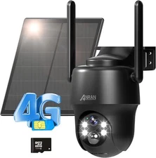 ANRAN 3G/4G LTE Security Camera No WiFi 3MP Solar Powered Camera-32GB SD card