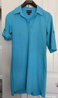 Celeste s Paris Collection XS Bright Blue Shirt Dress Casual EUC