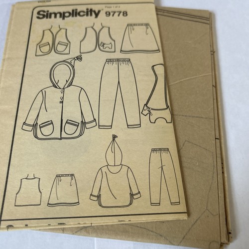 Simplicity Pattern 9778 Child's Pullover Top Vest Pants Skirt Purse 5-6-6X Uncut - Picture 8 of 8