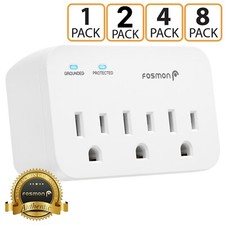 Fosmon 3 Outlet Surge Protector Multi Plug Wall Adapter Tap 1200J ETL Listed 