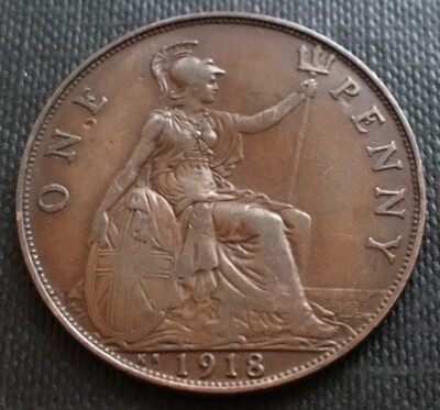 Seltener Stichtag 1918 KN König Georg V Bronze Pfennig hochwertig echt sehr schön
