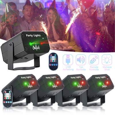 4x RGB Laser Partylicht mit Fernbedienung Strobe Musikgesteuert Lichteffekt Club