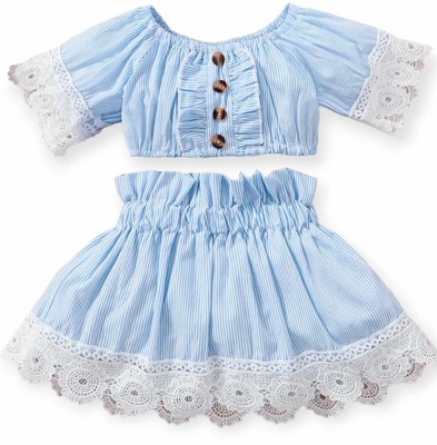 Mädchen Rock Top Partyoutfit Set 2tlg Babyoutfit Geburtstagsset 80 86 92 blau