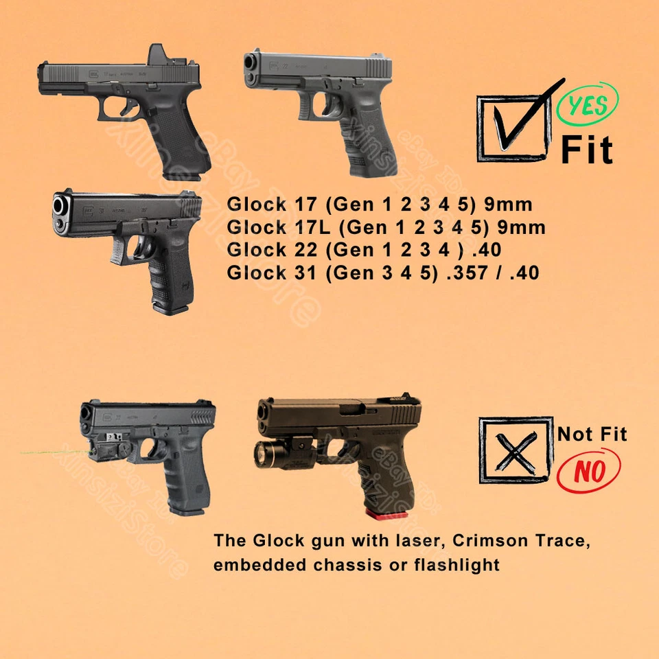 Funda G22 con Molle OWB para Glock 22 31 17 17L gen1-5 G17 G31 Gen3 5 9 mm/40 Foto 2 de 4