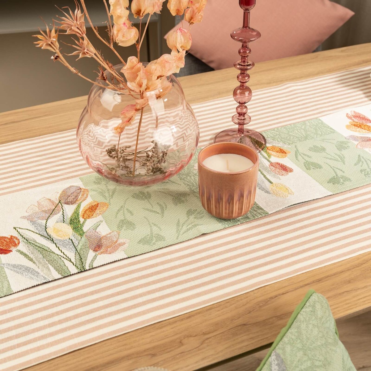 SANDER Tulip Patch Gobelin-Tischband Tischläufer Läufer Blumen