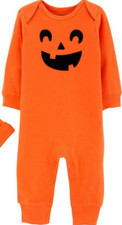 NEW Carter  s Jack O Lantern Halloween Pumpkin Footed Sleeper Pull On 6 Months