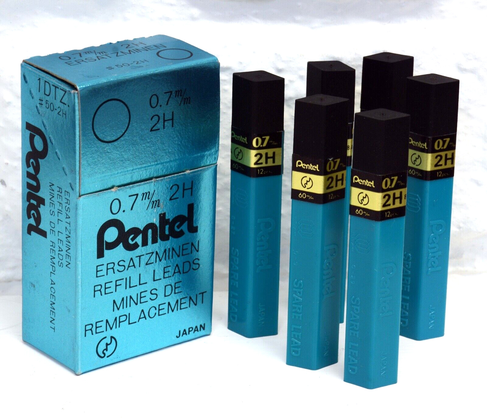 PENTEL Super Hi-Polymer Lead Refills - 0.7mm - 2H - Multipack of 60 Leads