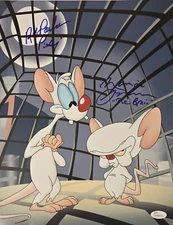 Pinky and the Brain Signed Photo Animaniacs Rob Paulsen Maurice LaMarche JSA COA