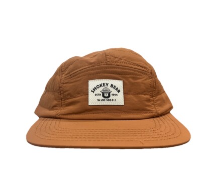 Smokey The Bear Hat Adult Panel Rust Color Nylon Quilted Baseball Cap NEW 