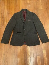 NWOT Gianni Feraud Men  s Wool Blend Gray Striped Blazer Size 40