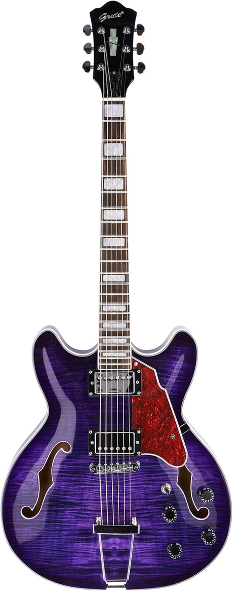 GROTE Jazz Semi-Hollow Electric Guitar Purple w/ Trapeze Tailpiece