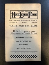 Route Card Montreal to Three Rivers - Atwater Garage Canada- HLF - 5.5 x 3.5