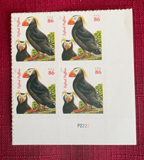 JOHN'S DEALS - US - SC #4747A 86c PUFFINS GREY DATE PLATE BLOCK - 2013