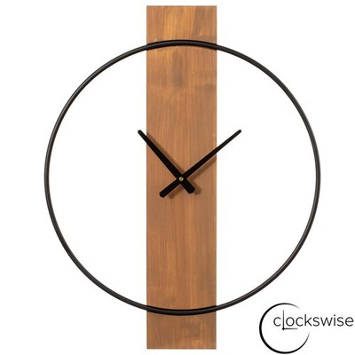 New Clockswise Industrial Style Modern Wall Clock Wood and Metal Design Round