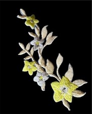 Iron on patch flower 4 x 1 1/2 inch yellow/cream color FREE SHIPPING