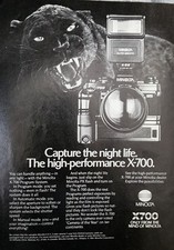 1984 Vintage Print Ad Minolta X-700 Camera Capture Night Life Black Panther