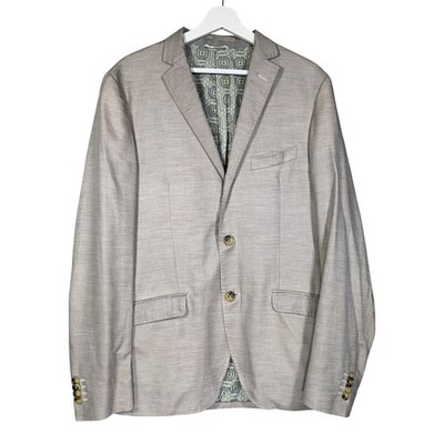 ETRO Superleggera Blazer Jacke UK42R IT52 Herren Grau Baumwolle Blumenfutter Italy