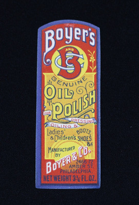 Boyer's & Co. Genuine Shoe Oil Polish Antique Vintage Paper Bottle Label 1910