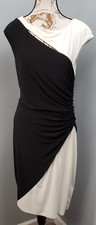 Lauren Ralph Lauren Cocktail Party Dress Womens 12 Black White Ruched Side